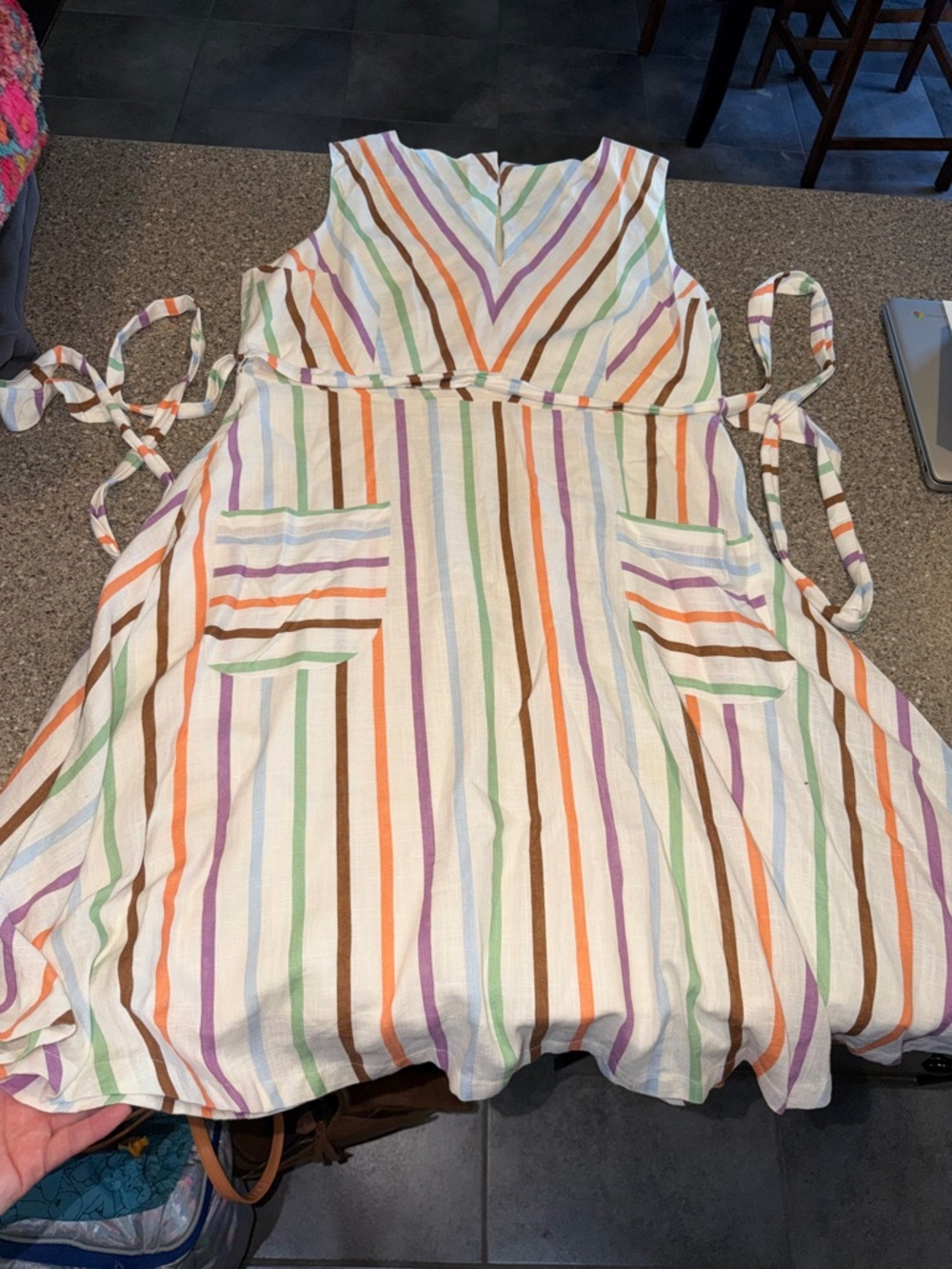 ModCloth Striped Cotton Sundress in White with Multicolor Stripes